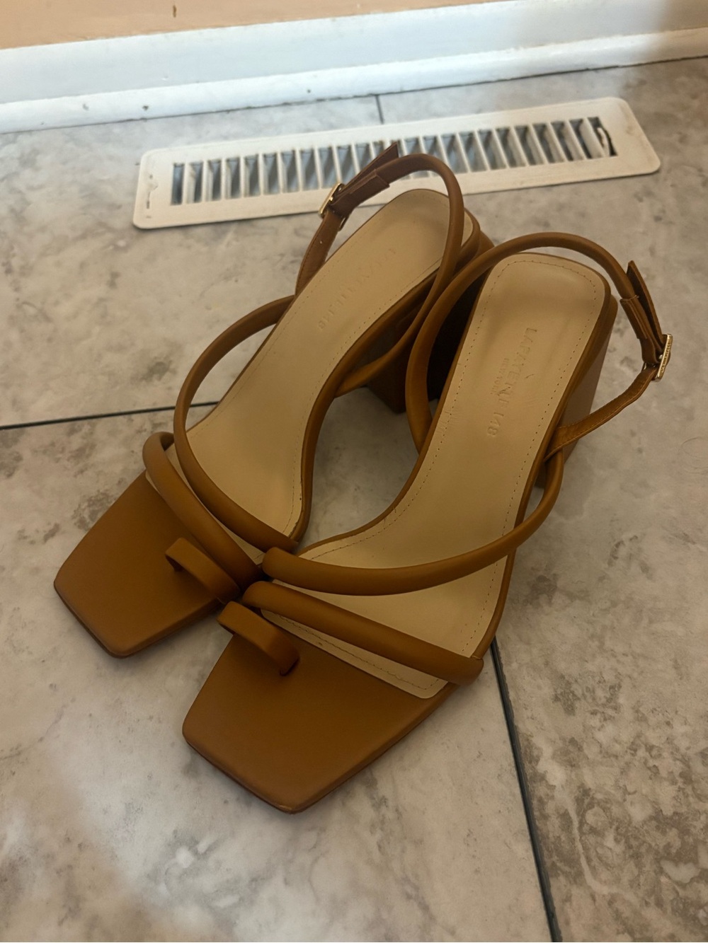 Lafayette 148 New York brown strappy sandal heels